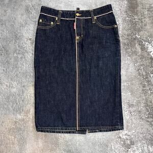 Dsquared2 Raw Denim Selvedge Skirt. Mid Length Made In Italy 28 x 24